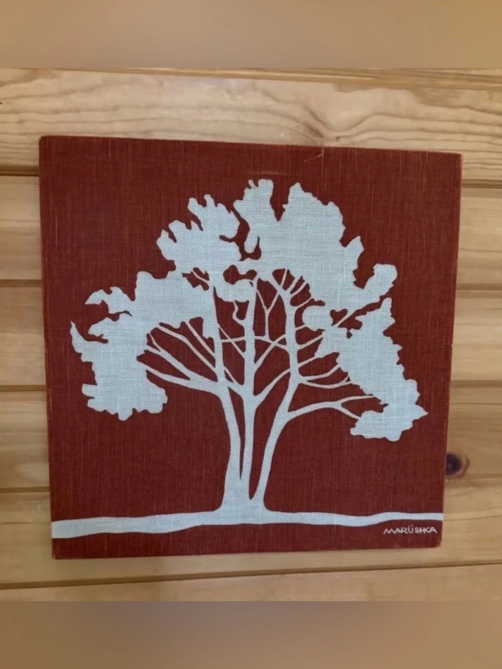 1970s Maruska 13”x13” Screen Print on Cotton Canvas “Tree Silhouette”